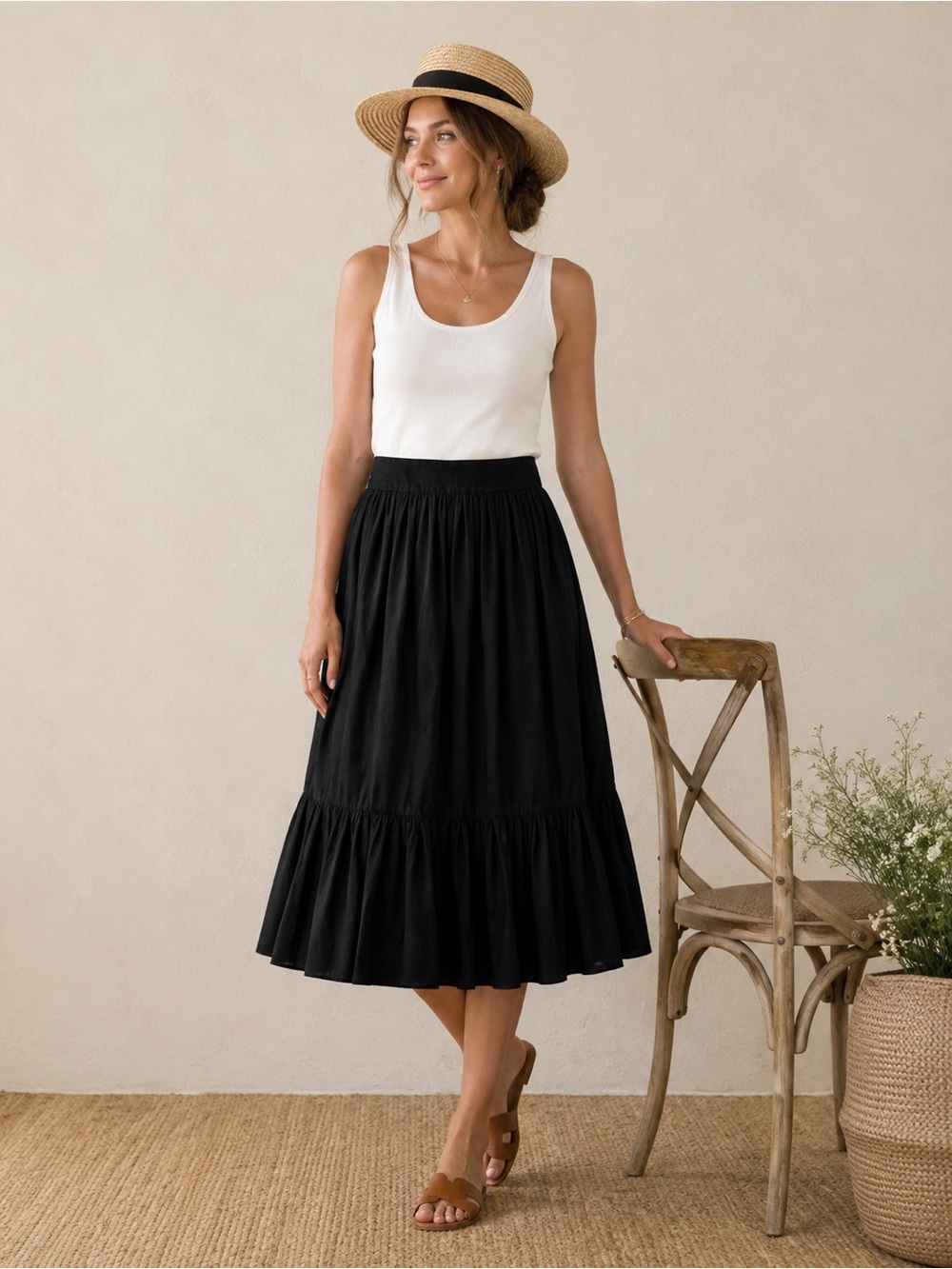 Sigrid Olsen Black Maxi Skirt Size 6 Ruffle Hem Flowy Boho Y2K - Picture 2 of 7